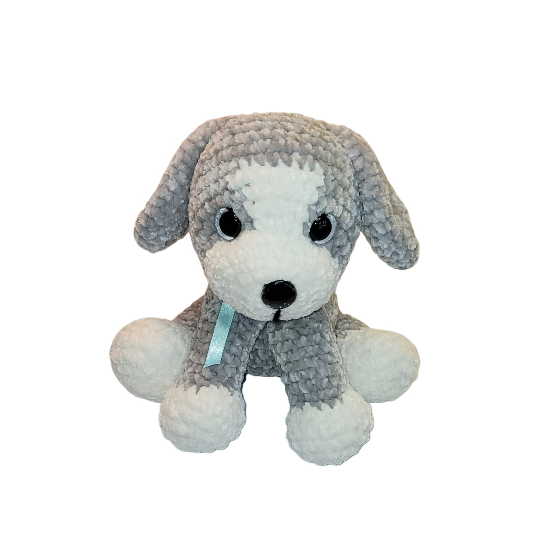 Amigurumi Puppy Plushie Gray Dog - Oma's Cozy Creations