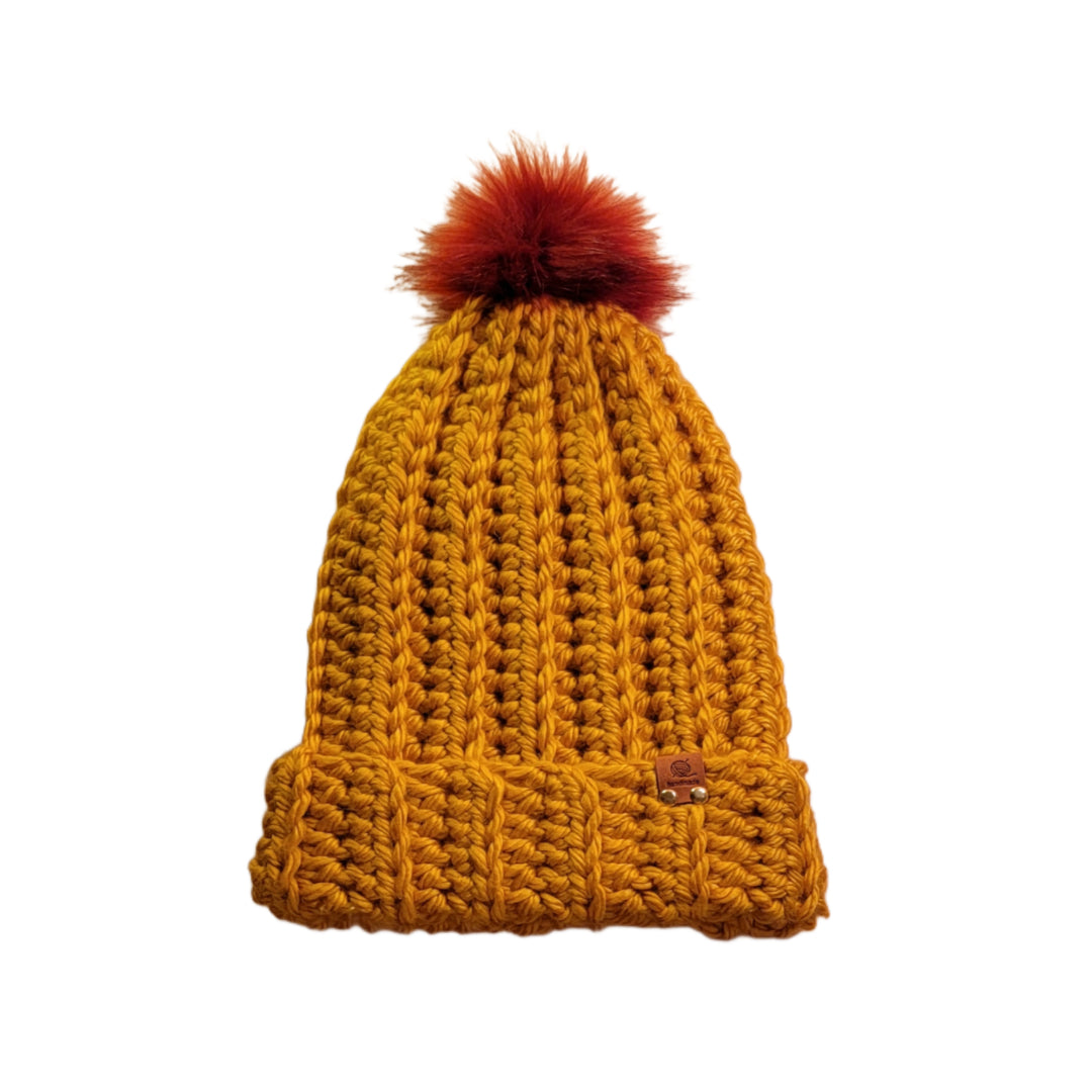 Beanie Slouchy Handmade Crochet Chunky Style Yellow - Oma's Cozy Creations
