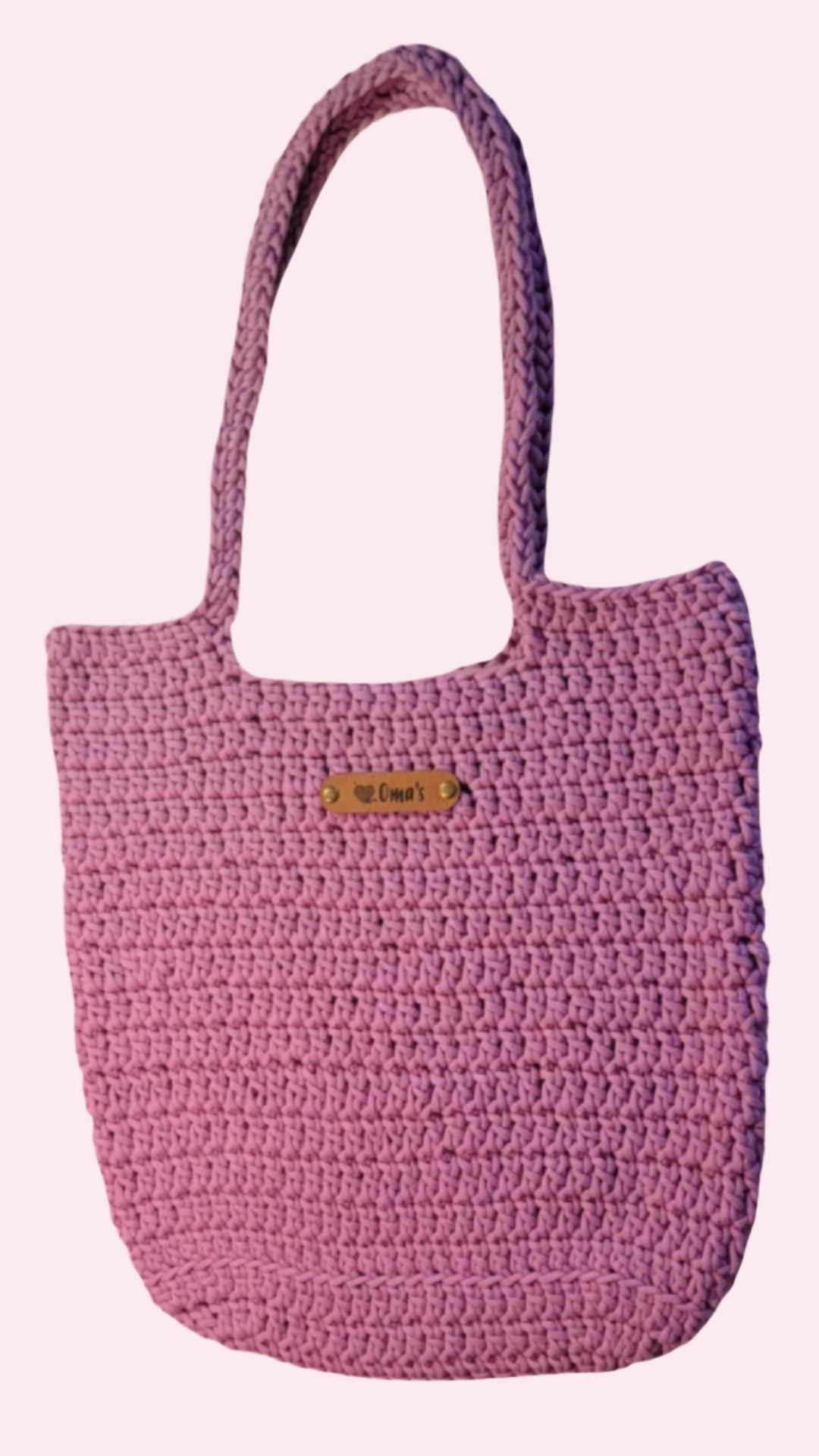 Farmers Market Bag Crochet Tote Long Handled - Oma's Cozy Creations
