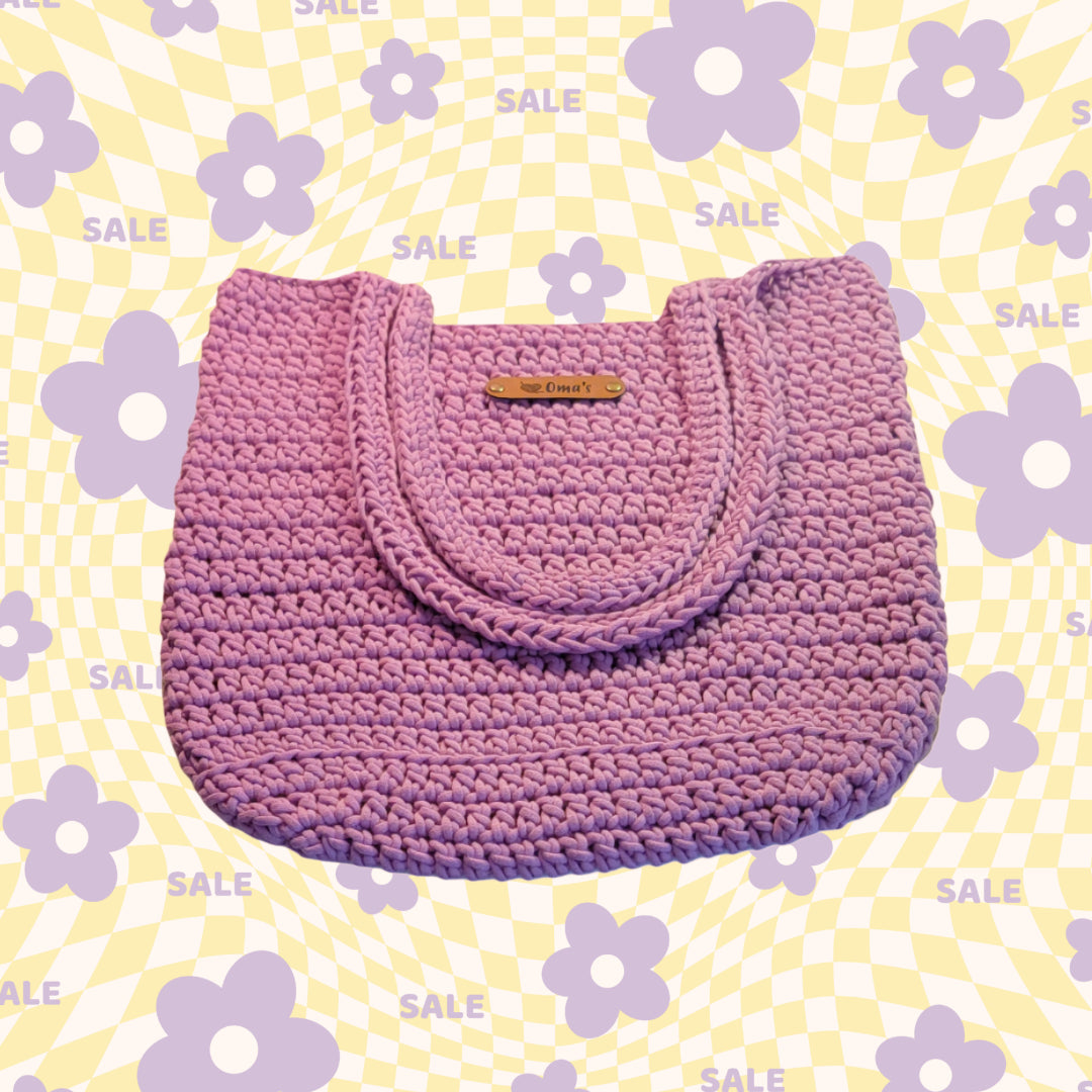 Farmers Market Bag Crochet Tote Long Handled - Oma's Cozy Creations