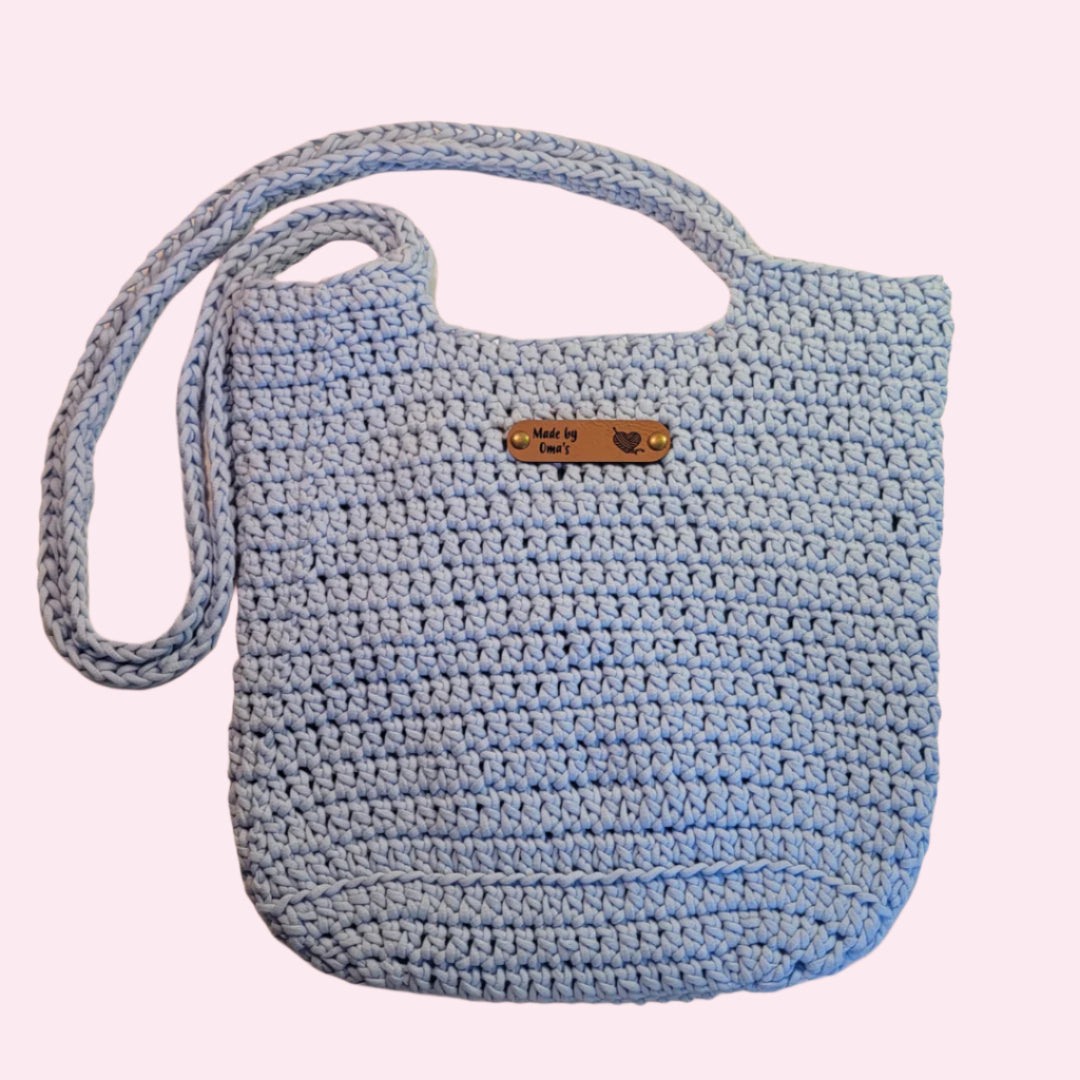 Farmers Market Bag Crochet Tote Long Handled - Oma's Cozy Creations