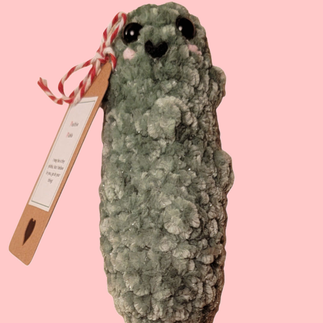 Amigurumi Positive Pickle Crocheted Plushie - Oma's Cozy Creations
