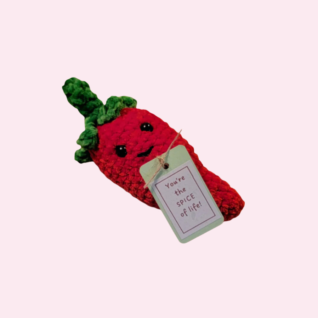 Amigurumi Positive Pepper Crocheted Chili Pepper Plushie - Oma's Cozy Creations