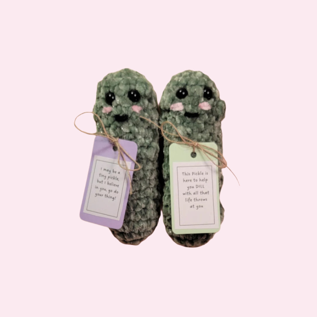 Amigurumi Positive Pickle Crocheted Plushie - Oma's Cozy Creations