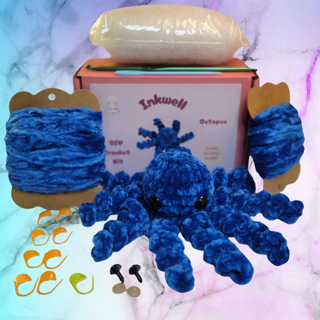 Crochet Kit Blue Octopus Complete DIY - Oma's Cozy Creations