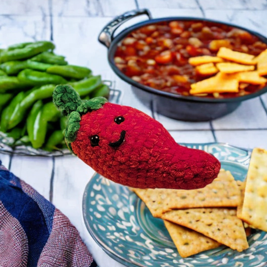 Amigurumi Positive Pepper Crocheted Chili Pepper Plushie - Oma's Cozy Creations