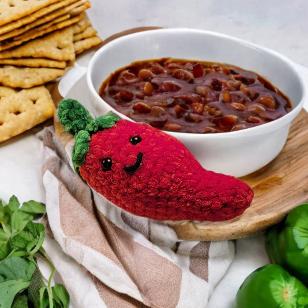Amigurumi Positive Pepper Crocheted Chili Pepper Plushie - Oma's Cozy Creations