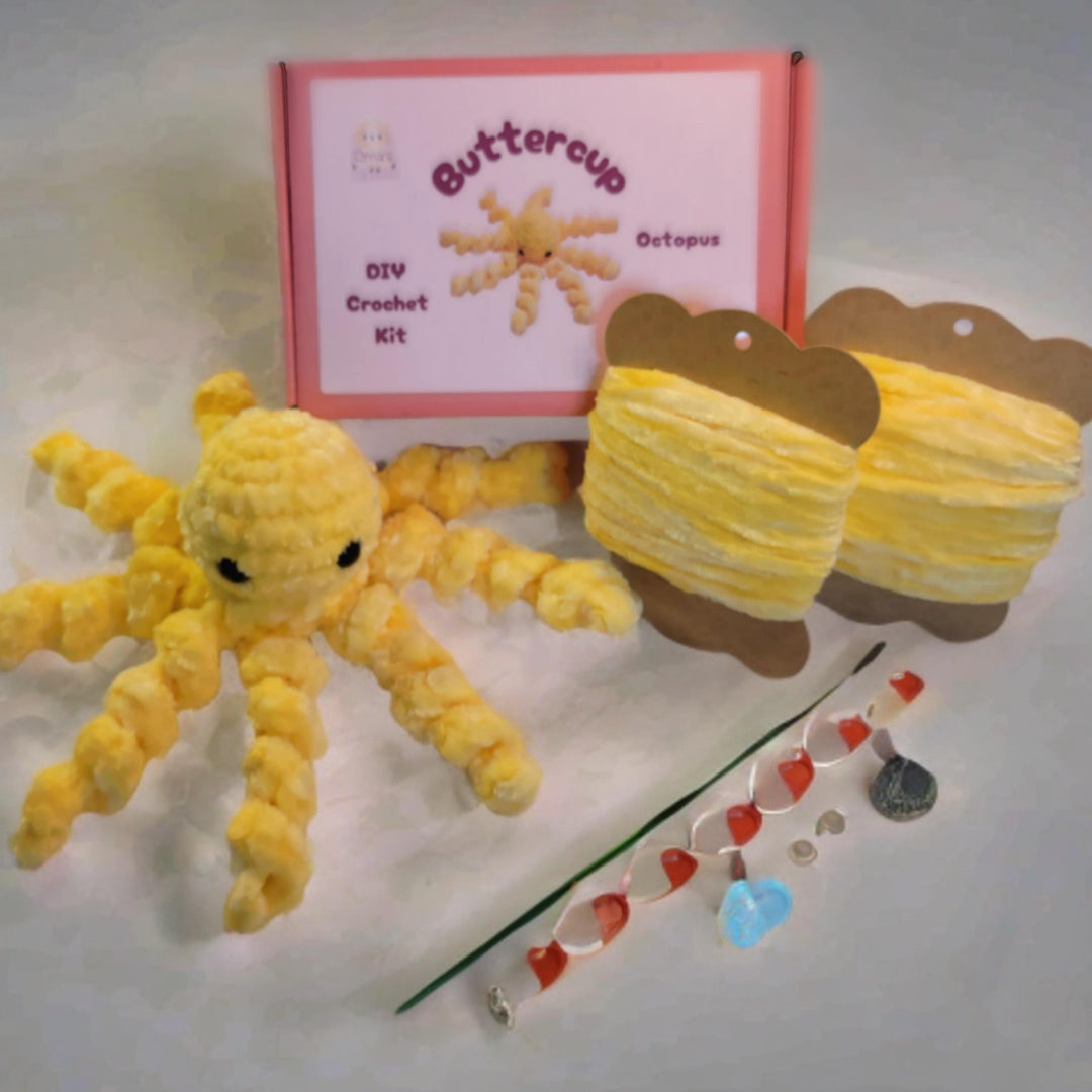Crochet Octopus DIY Kit Yellow - Oma's Cozy Creations